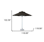 102" Black Polyester Round Market Patio Umbrella with Stand