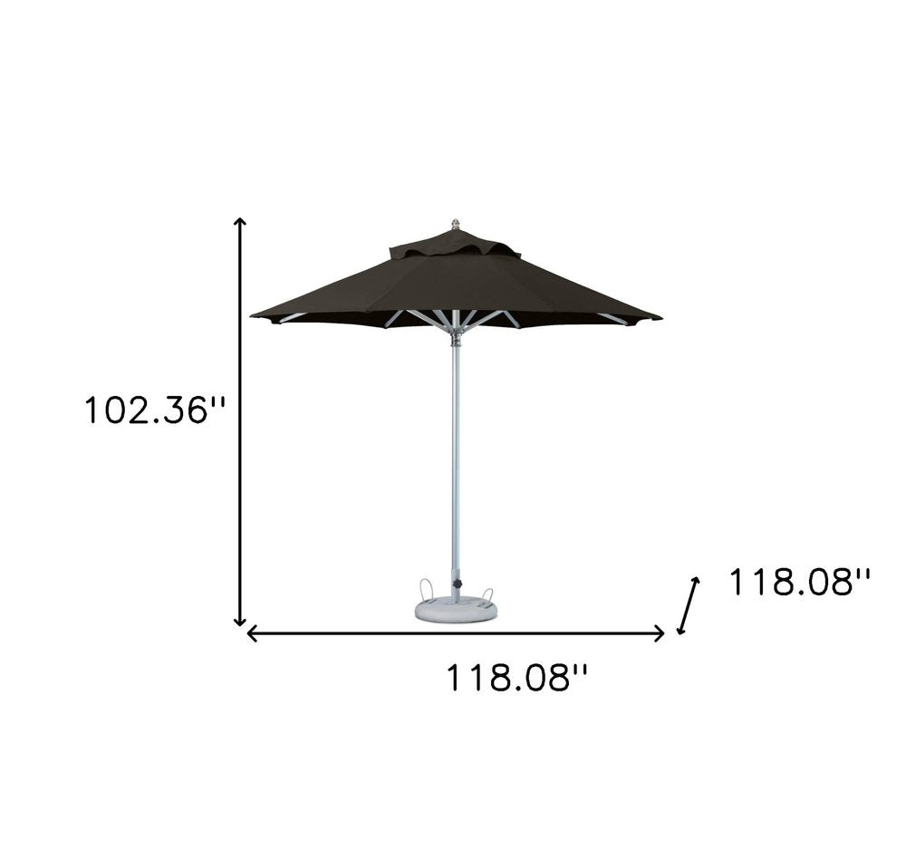 102" Black Polyester Round Market Patio Umbrella with Stand