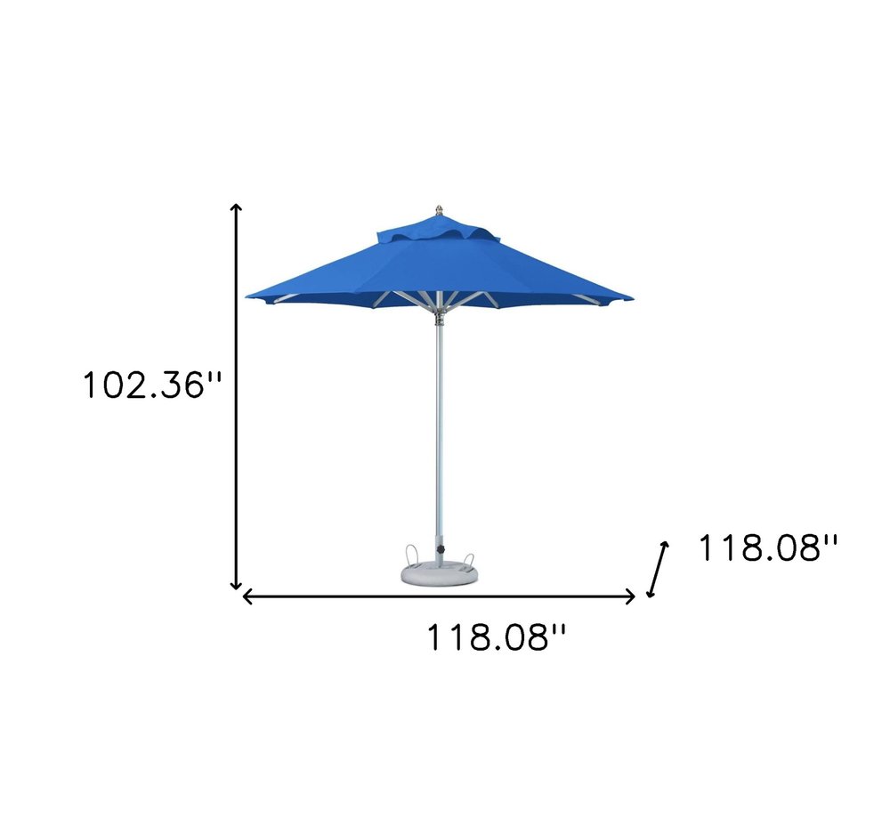 102" Blue Polyester Round Market Patio Umbrella