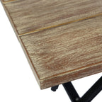 Five Piece Brown and Black Solid Wood Dining Set with Four Chairs