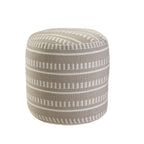 20" Green Polyester Round Striped Indoor Outdoor Pouf Ottoman