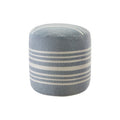 20" Blue Polyester Round Striped Indoor Outdoor Pouf Ottoman