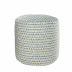 20" Blue Polyester Round Geometric Indoor Outdoor Pouf Ottoman