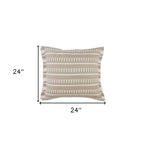 24" X 24" Tan Zippered Coastal Indoor Outdoor Throw Pillow