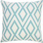 20" Aqua and White Geometric Indoor Outdoor Throw Pillow