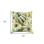 20" Green And White Pumpkins Cotton Throw Pillow with Beads And Embroidery