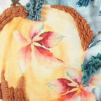 14" X 26" Blue Orange And White Pumpkins Throw Pillow with Embroidery And Texture