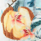14" X 26" Blue Orange And White Pumpkins Throw Pillow with Embroidery And Texture