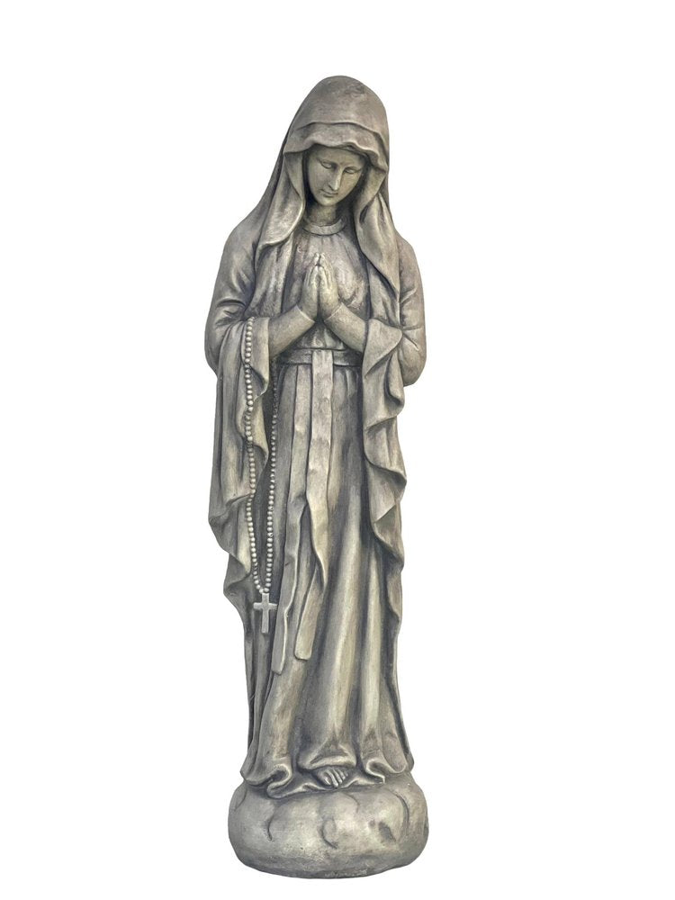 32" Gray Polyresin Virgin Mary Outdoor Statue