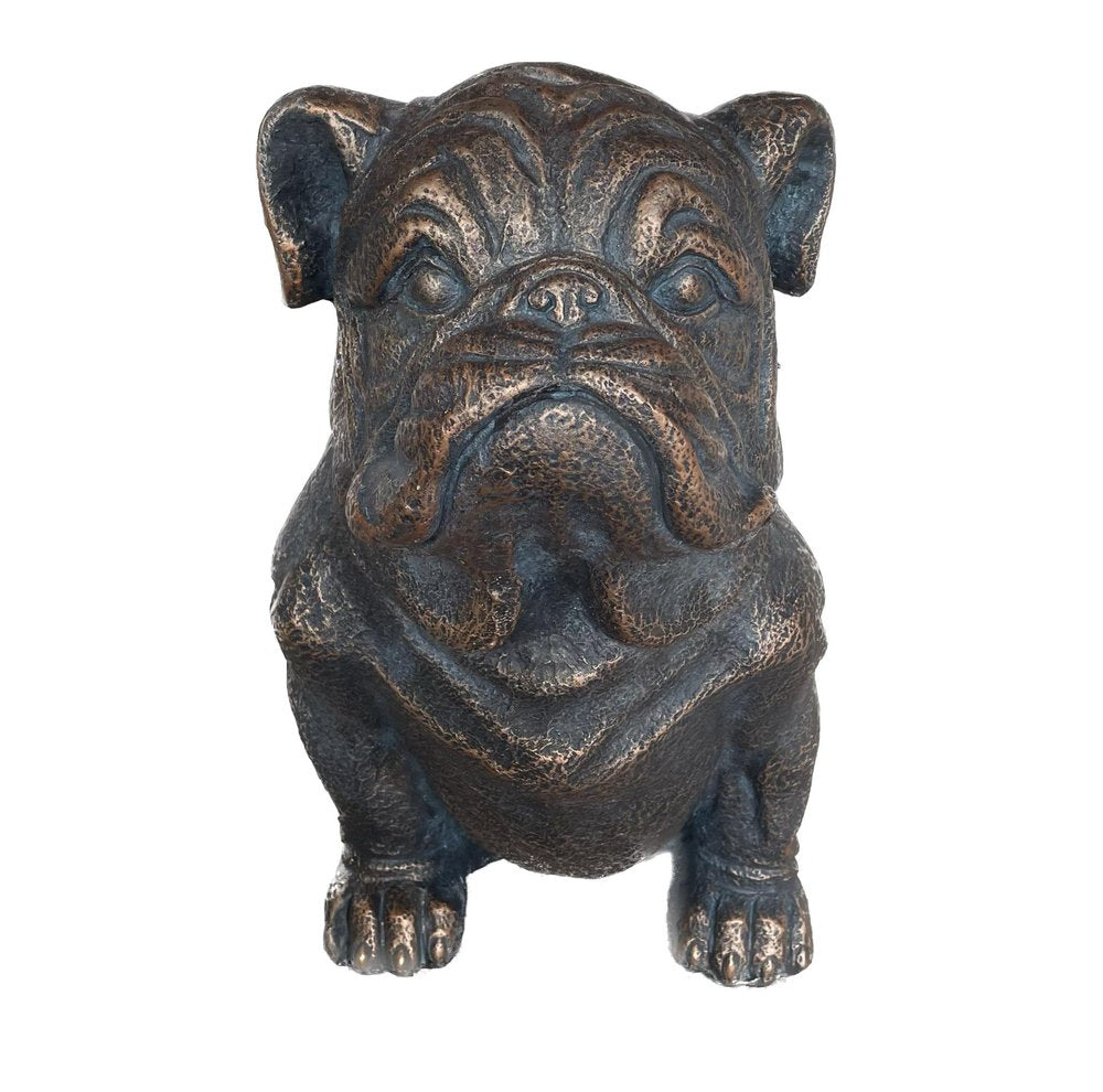 16" Antiqued Bronze Bulldog Outdoor Statue