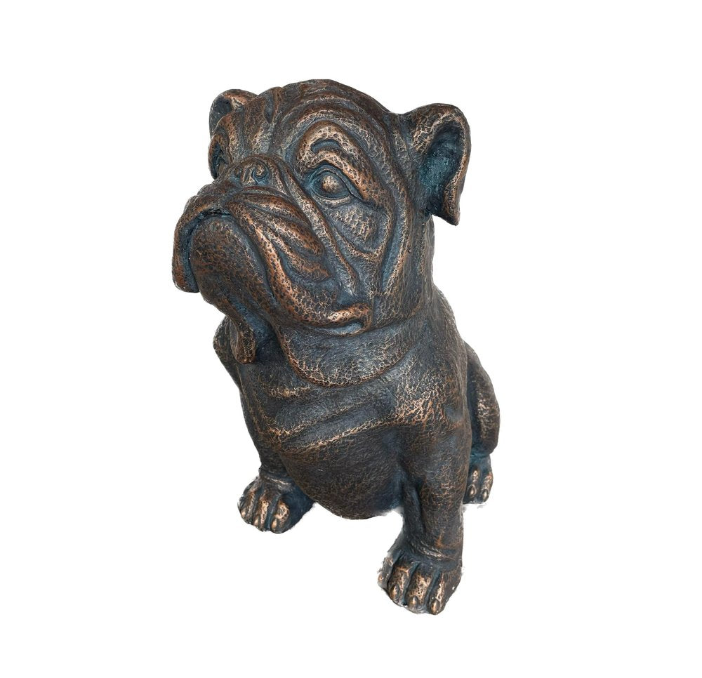 16" Antiqued Bronze Bulldog Outdoor Statue