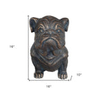 16" Antiqued Bronze Bulldog Outdoor Statue