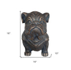 16" Antiqued Bronze Bulldog Outdoor Statue