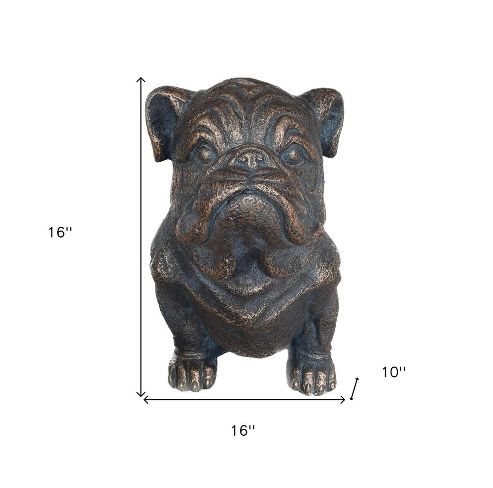 16" Antiqued Bronze Bulldog Outdoor Statue
