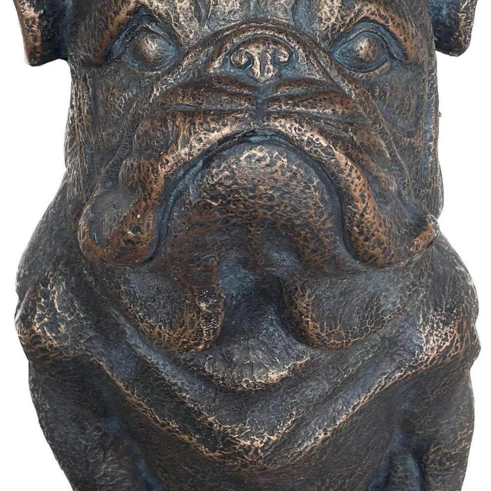 16" Antiqued Bronze Bulldog Outdoor Statue