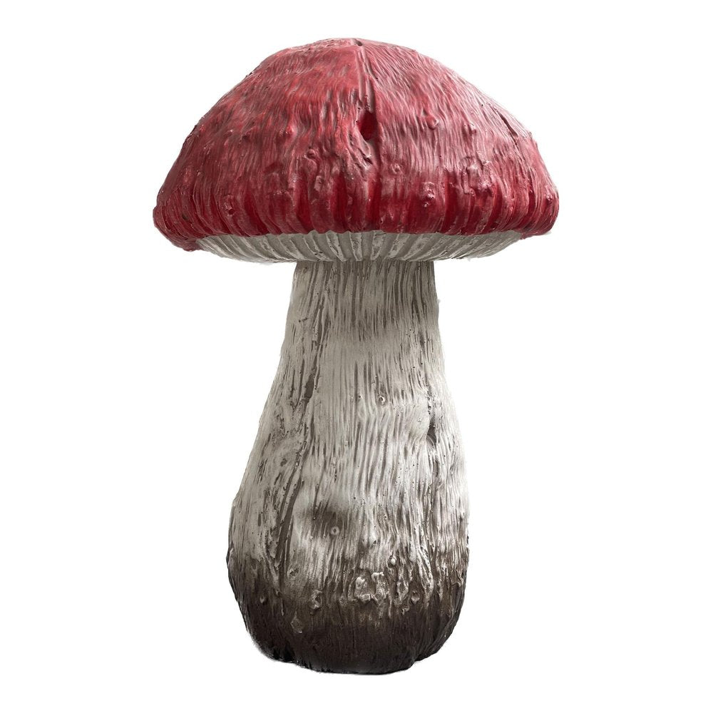 15" Red And White Polyresin Mushroom Outdoor Statue