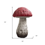 15" Red And White Polyresin Mushroom Outdoor Statue