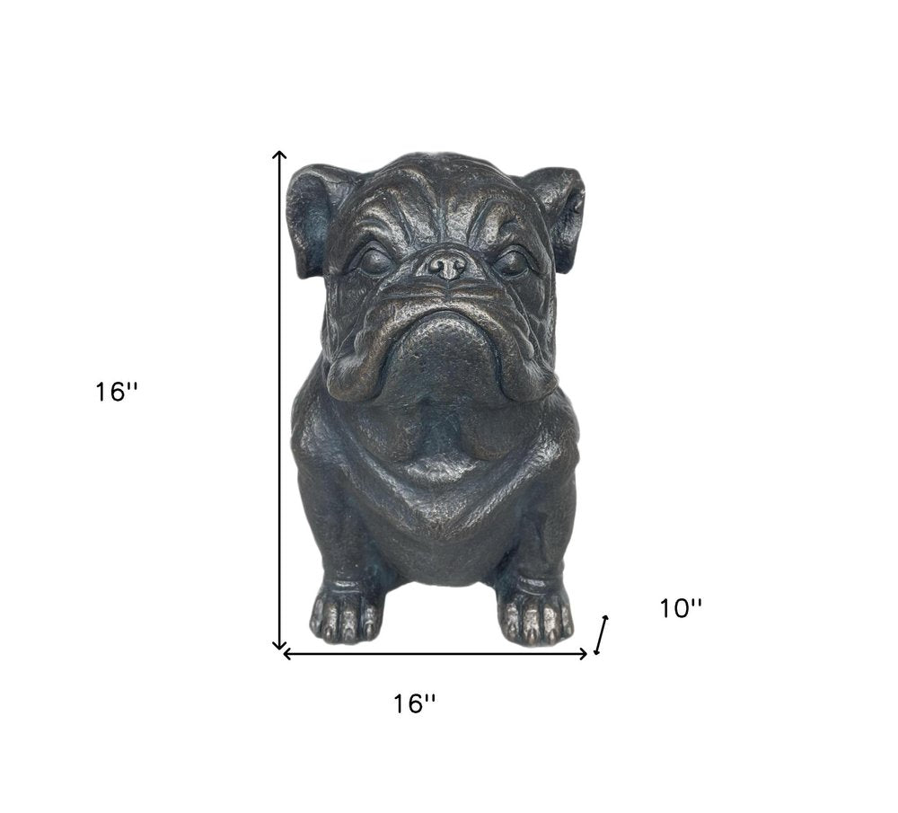 16" Black Polyresin Dog Outdoor Statue