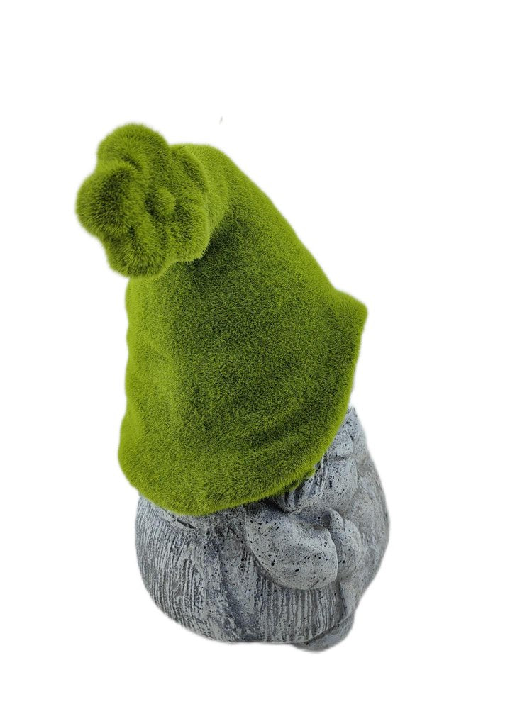 14" Gray And Green Polyresin Gnome Outdoor Statue