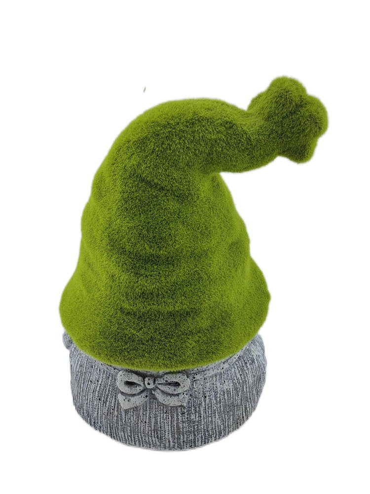 14" Gray And Green Polyresin Gnome Outdoor Statue
