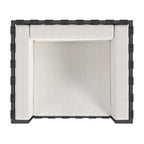 33" Black Metal Outdoor Arm Chair with Off White Cushion
