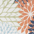 20" Orange Green and Blue Floral Indoor Outdoor Throw Pillow
