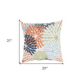 20" Orange Green and Blue Floral Indoor Outdoor Throw Pillow