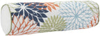 6" X 20" Orange Green and Blue Bolster Floral Indoor Outdoor Throw Pillow