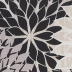 20" Black Gray and White Handmade Floral Indoor Outdoor Throw Pillow