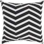 20" Black Gray and White Handmade Floral Indoor Outdoor Throw Pillow