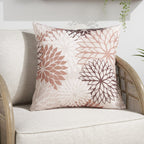 20" Brown Beige and Ivory Floral Indoor Outdoor Throw Pillow