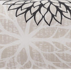 6" X 20" Black Gray and White Bolster Floral Indoor Outdoor Throw Pillow