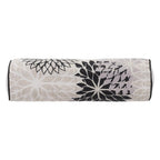 6" X 20" Black Gray and White Bolster Floral Indoor Outdoor Throw Pillow