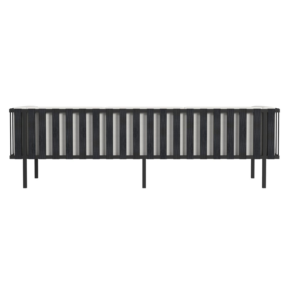 77" Black Iron and Cushions Patio Sofa