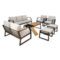 Seven Piece Black Metal Sofa Seating Group With Table
