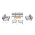 Seven Piece White Metal Sofa Seating Group With Table