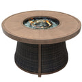 50000 BTU 42" Brown Aluminum And Rattan Propane Round Fire Pit Table With Cover