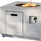 50000 BTU 35" Gray Aluminum Natural Gas Square Fire Pit Table With Cover