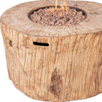 37" Brown Faux Wood Stump Propane Round Fire pit With Cover