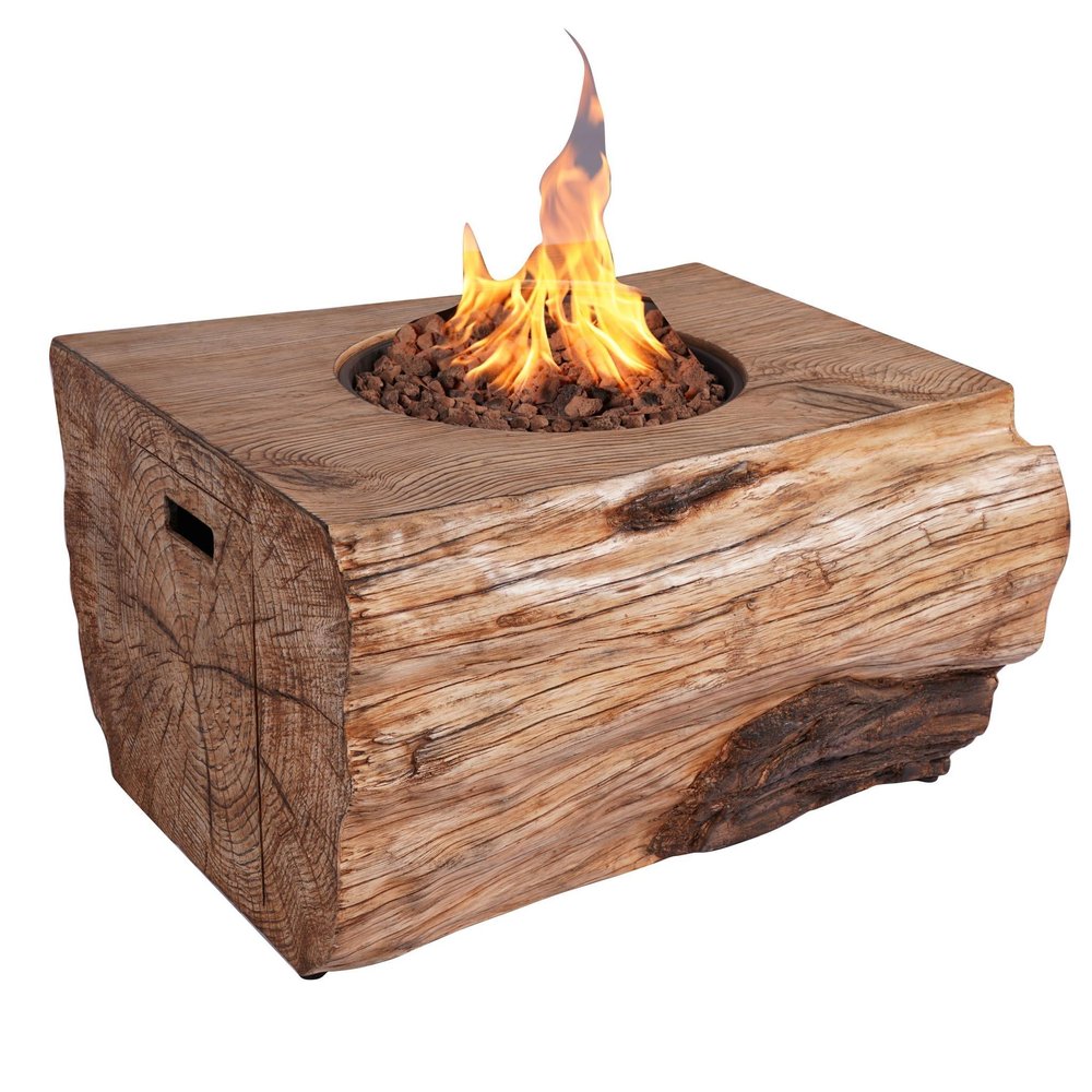50000 BTU 40" Brown Aluminum Natural Gas Rectangular Fire Pit With Cover