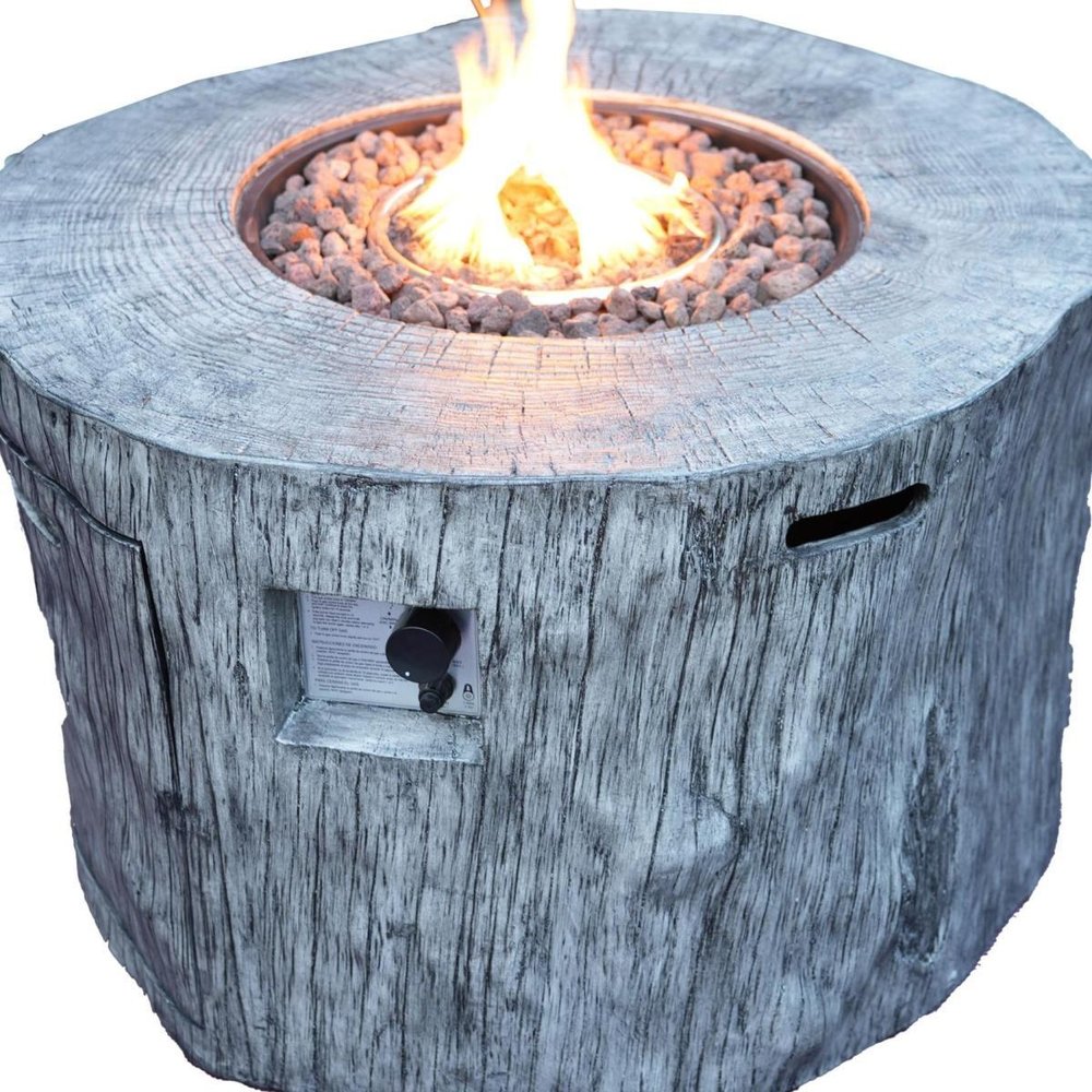 50000 BTU 40" Gray Aluminum Natural Gas Round Fire Pit Table With Cover