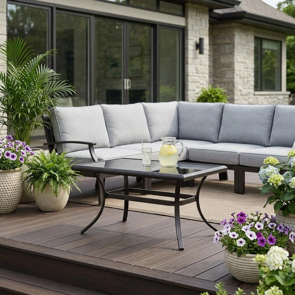 21" Black Metal Outdoor Coffee Table