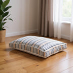 24" X 36" Gray Tan And White Striped Pillow Style Pet Bed With Removable Cover