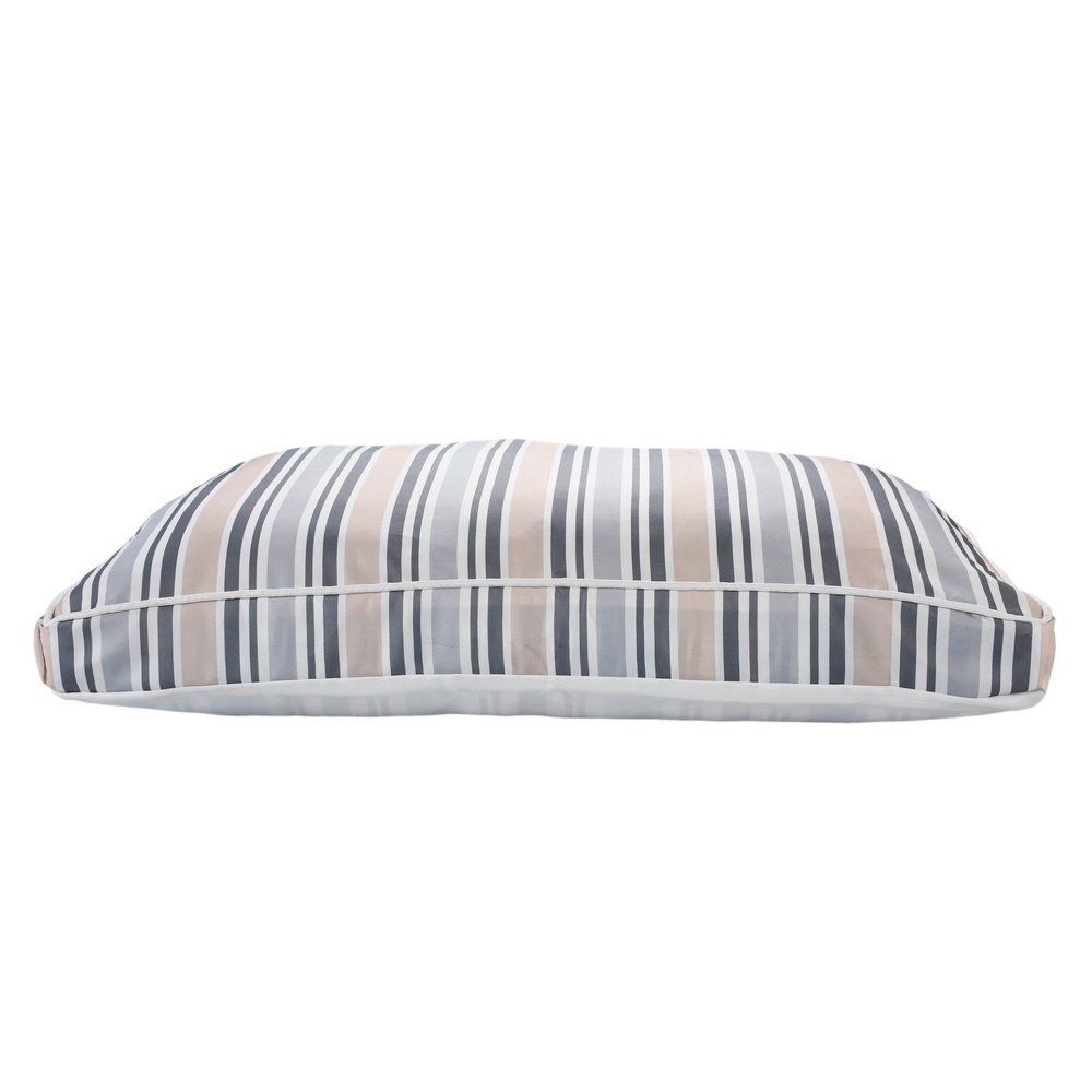 24" X 36" Gray Tan And White Striped Pillow Style Pet Bed With Removable Cover