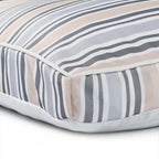 24" X 36" Gray Tan And White Striped Pillow Style Pet Bed With Removable Cover