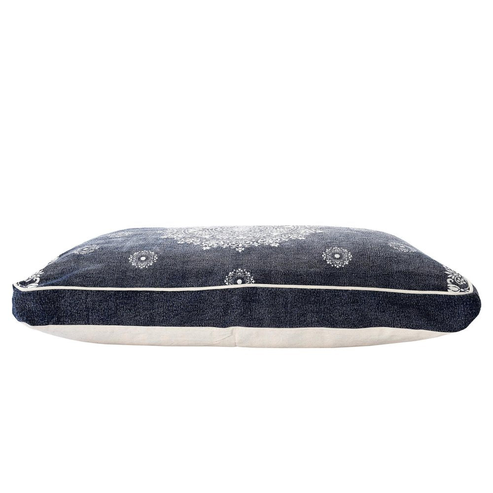 24" X 36" Stonewashed Blue Medallion Pillow Style Pet Bed With Removable Cover