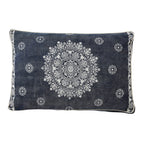24" X 36" Stonewashed Blue Medallion Pillow Style Pet Bed With Removable Cover