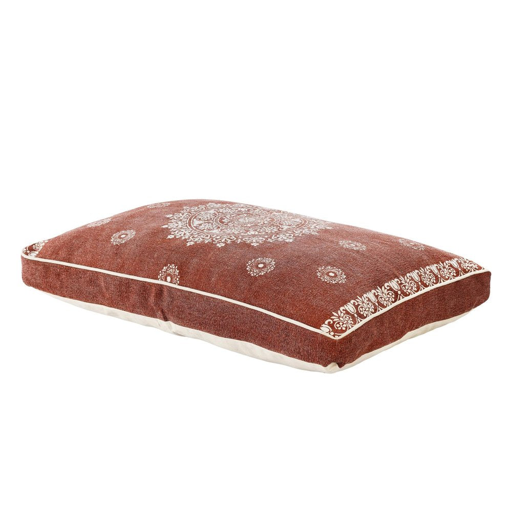 24" X 36" Stonewashed Blue Medallion Pillow Style Pet Bed With Removable Cover