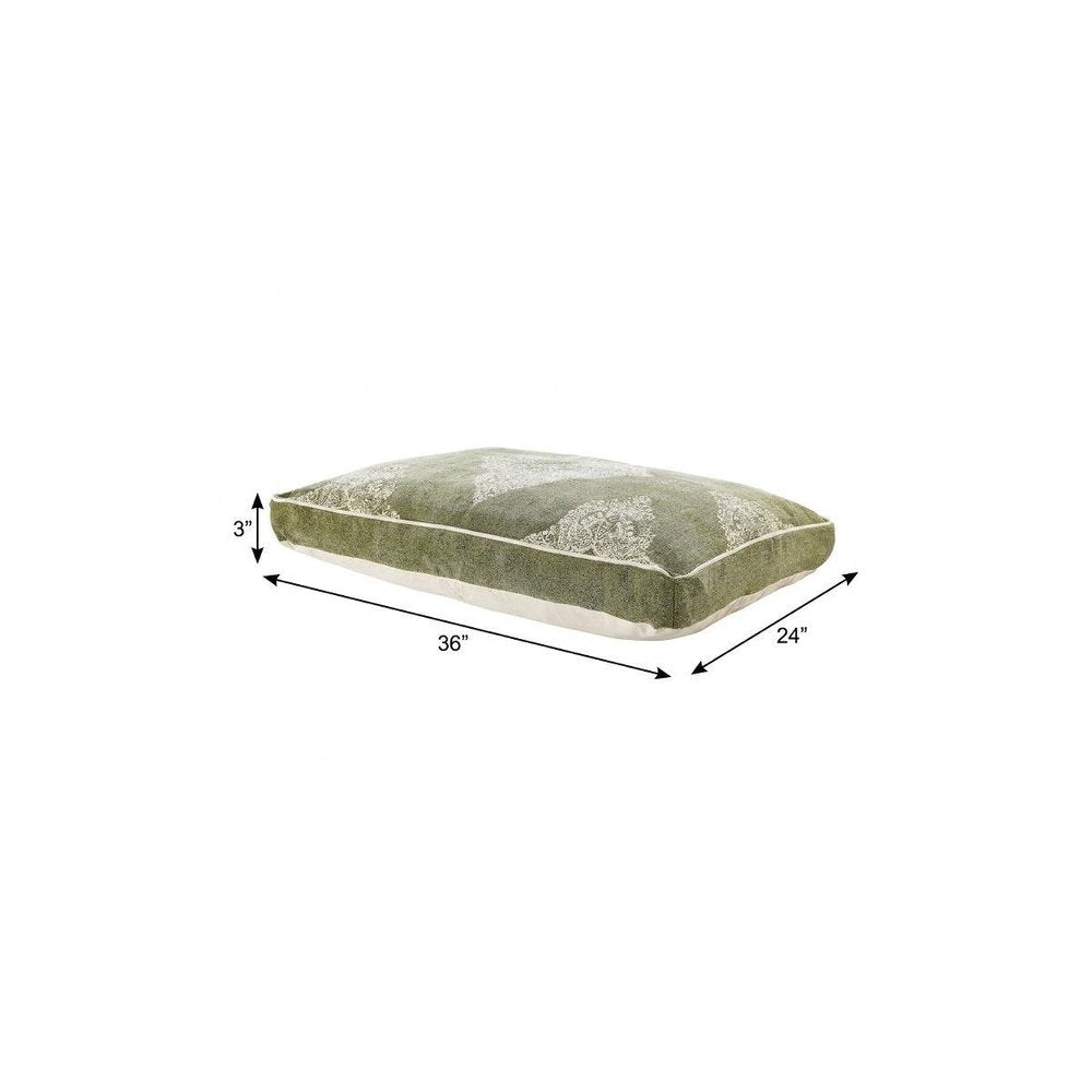 24" X 36" Stonewashed Sage Medallion Pillow Style Pet Bed With Removable Cover