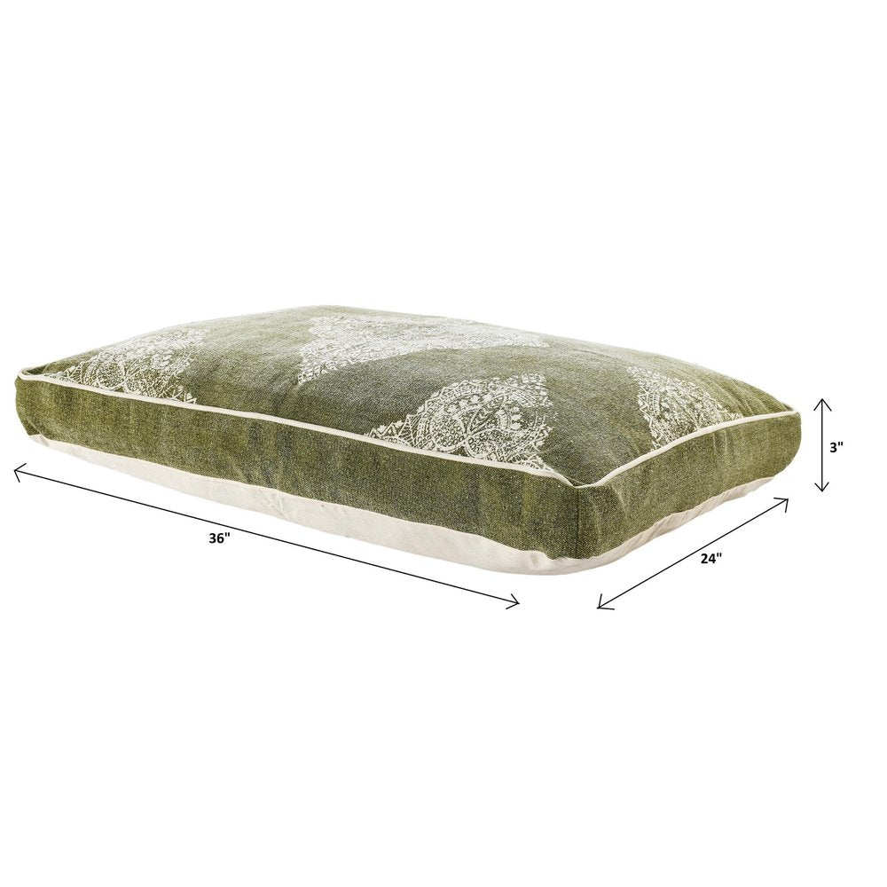 24" X 36" Stonewashed Sage Medallion Pillow Style Pet Bed With Removable Cover